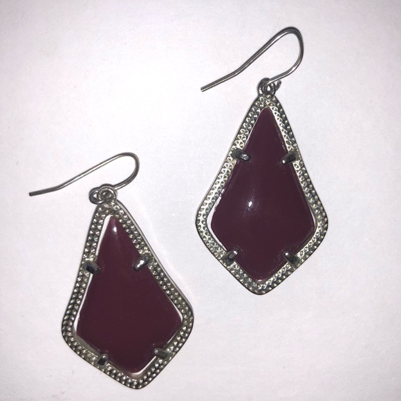 Maroon and silver earrings - Picture 1 of 1